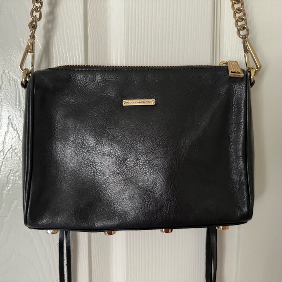 Rebecca Minkoff Crossbody Black Leather Bag with Gold Tone Hardware - Picture 4 of 14